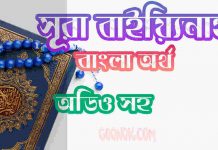 ৯৮ সূরা বাইয়্যিনাহ আরবী ও বাংলা অর্থ সহ ৯৮ সূরা বাইয়্যিনাহ আরবী ও বাংলা অর্থ সহ